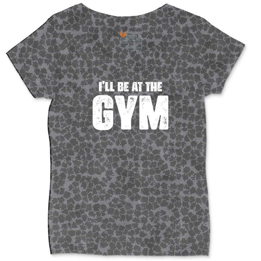 I'll Be at the Gym Ladies Curvy Tee - Black Leopard