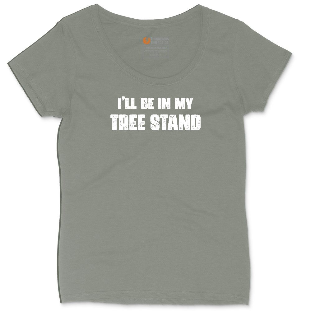 Ill Be In My Tree Stand Ladies Curvy Tee - Bamboo Blackout