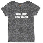 Ill Be In My Tree Stand Ladies Curvy Tee - Black Leopard