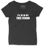 Ill Be In My Tree Stand Ladies Curvy Tee - Black
