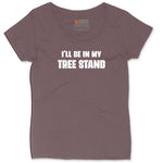 Ill Be In My Tree Stand Ladies Curvy Tee - Sangria Blackout
