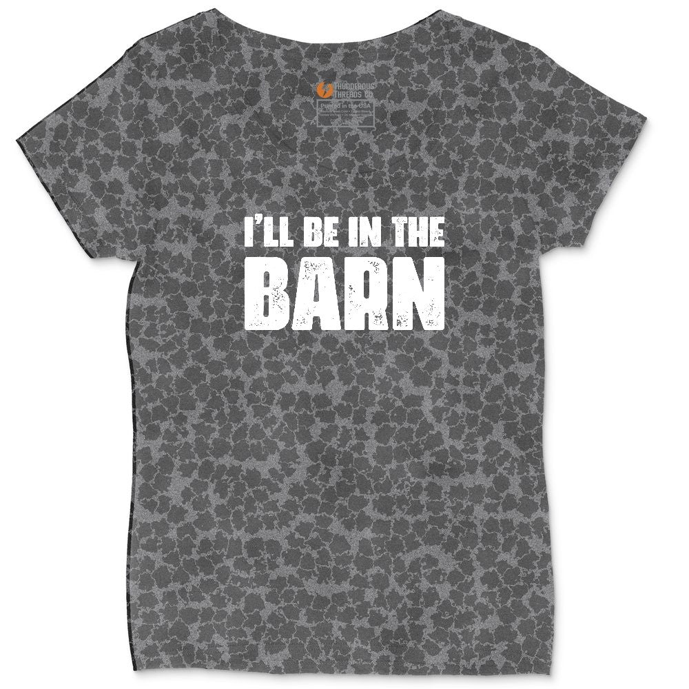 I'll Be in the Barn Ladies Curvy Tee - Black Leopard