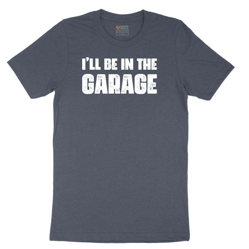 I'll Be in the Garage Youth Short Sleeve Tee - Heather Navy