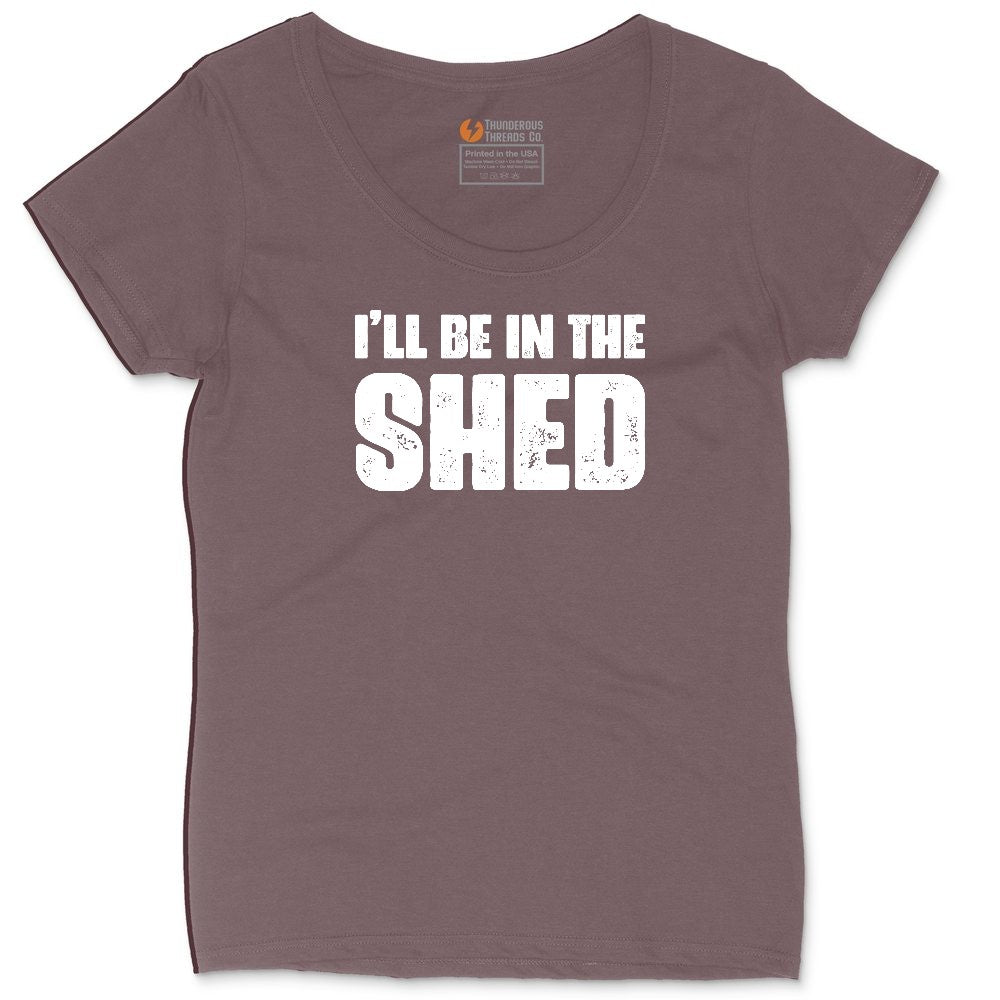 I'll Be in the Shed Ladies Curvy Tee - Sangria Blackout