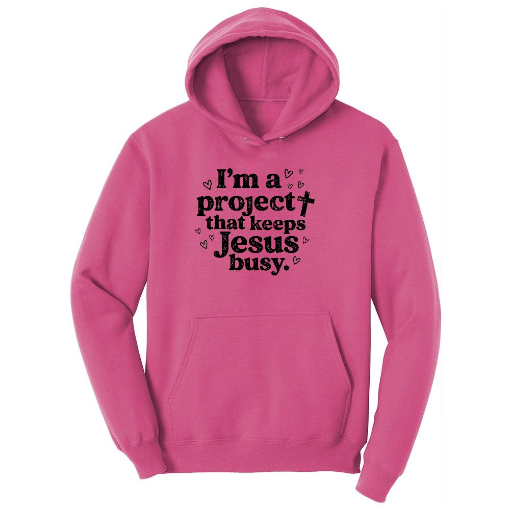 I'm a Project that Keeps Jesus Busy Ladies Hoodie - Sangria