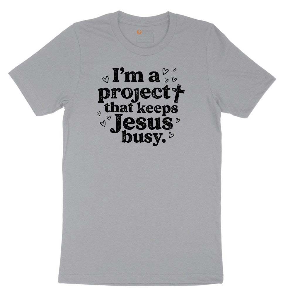 I'm a Project that Keeps Jesus Busy Short Sleeve Tee - Athletic Heather Grey