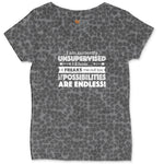 I'm Currently Unsupervised Ladies Curvy Tee - Black Leopard