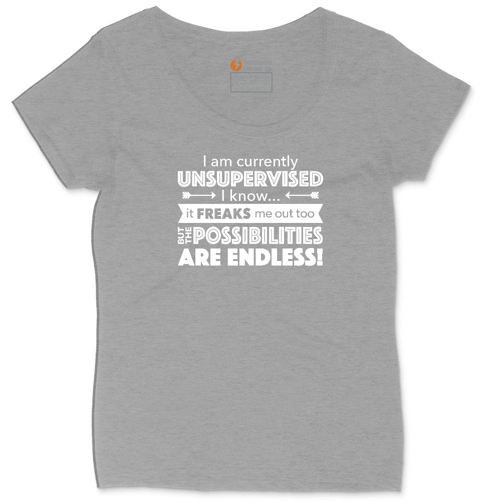 I'm Currently Unsupervised Ladies Curvy Tee - Granite Heather