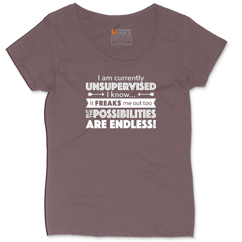 I'm Currently Unsupervised Ladies Curvy Tee - Sangria Blackout