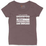 I'm Currently Unsupervised Ladies Curvy Tee - Sangria Blackout