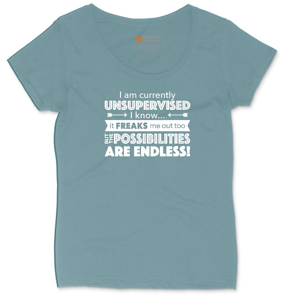 I'm Currently Unsupervised Ladies Curvy Tee - Surf Blackout
