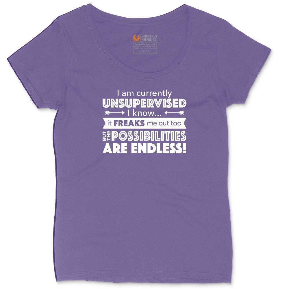 I'm Currently Unsupervised Ladies Curvy Tee - Vintage Purple