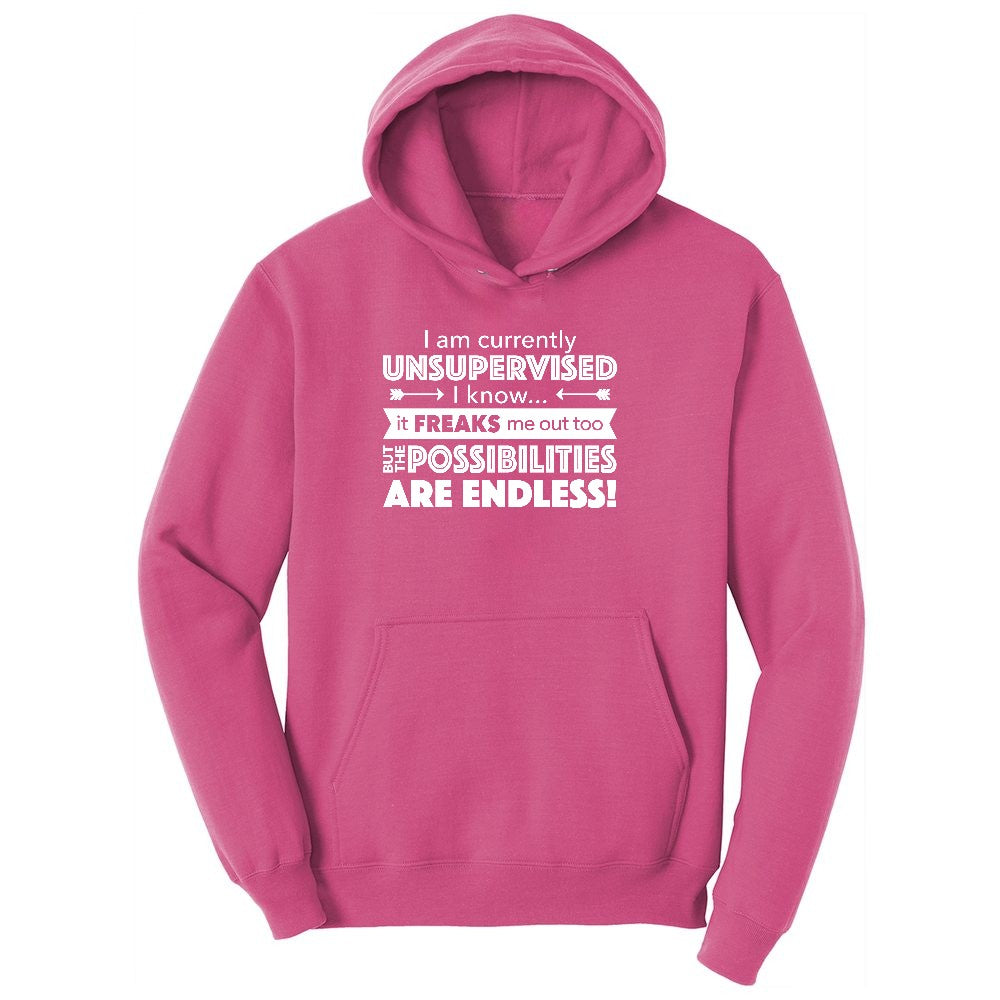 I'm Currently Unsupervised Ladies Hoodie - Sangria