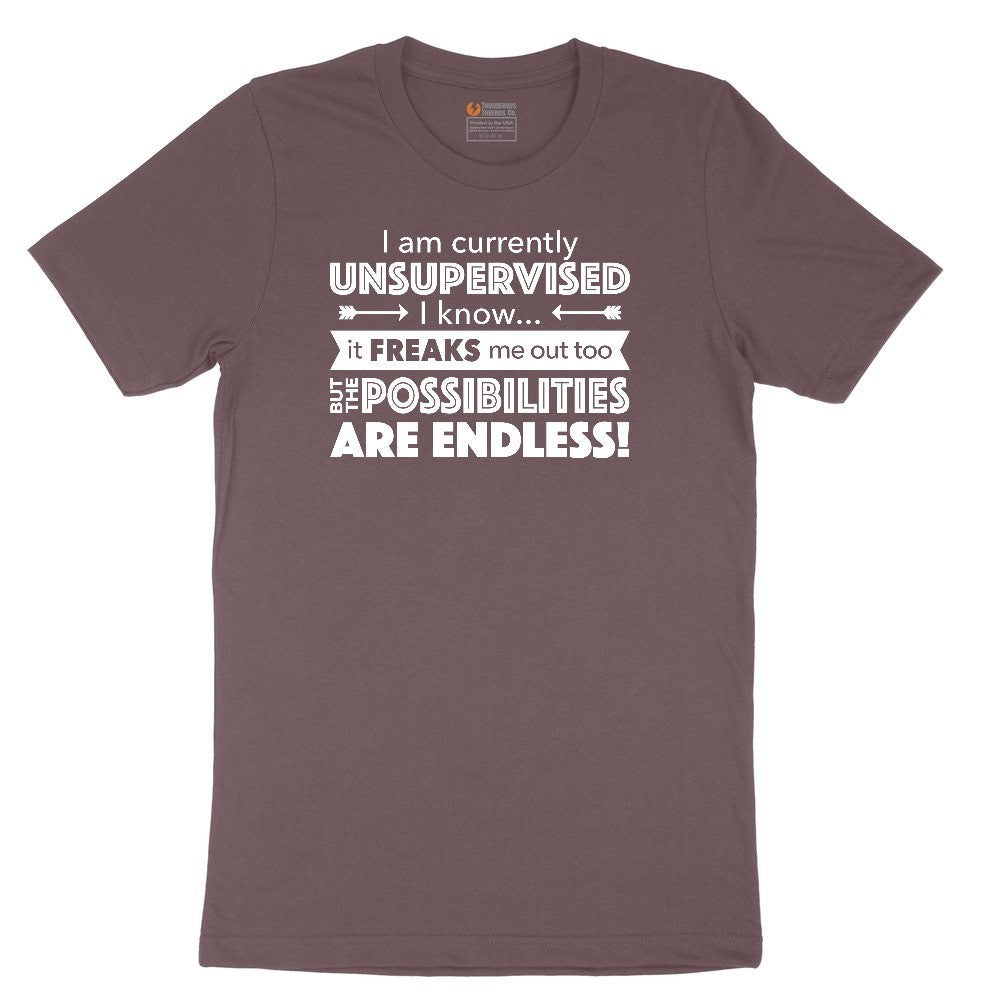 I'm Currently Unsupervised Ladies Short Sleeve Tee - Sangria Blackout