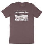I'm Currently Unsupervised Ladies Short Sleeve Tee - Sangria Blackout