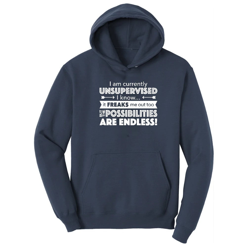 I'm Currently Unsupervised - Mens & Ladies T-Shirt Hoodie - Navy