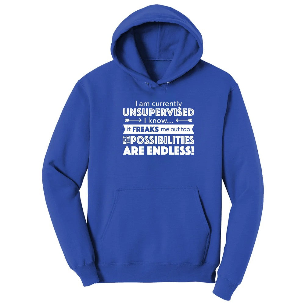 I'm Currently Unsupervised - Mens & Ladies T-Shirt Hoodie - True Royal