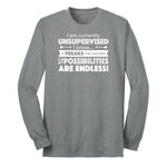I'm Currently Unsupervised - Mens & Ladies T-Shirt Long Sleeve Tee - Athletic Grey
