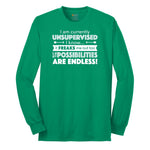 I'm Currently Unsupervised - Mens & Ladies T-Shirt Long Sleeve Tee - Kelly Green