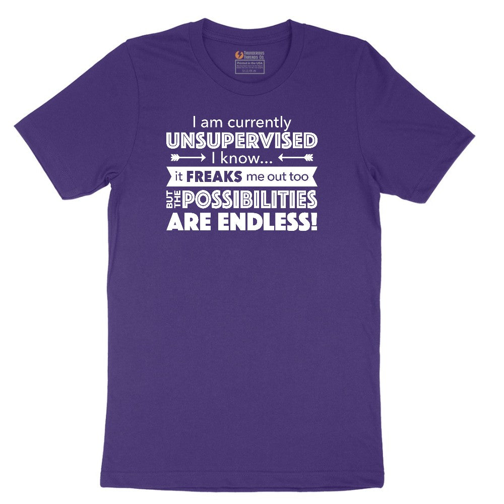 I'm Currently Unsupervised - Mens & Ladies T-Shirt Short Sleeve Tee - Team Purple
