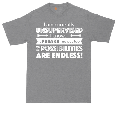 I'm Currently Unsupervised tall t-shirt for men in Jet Black