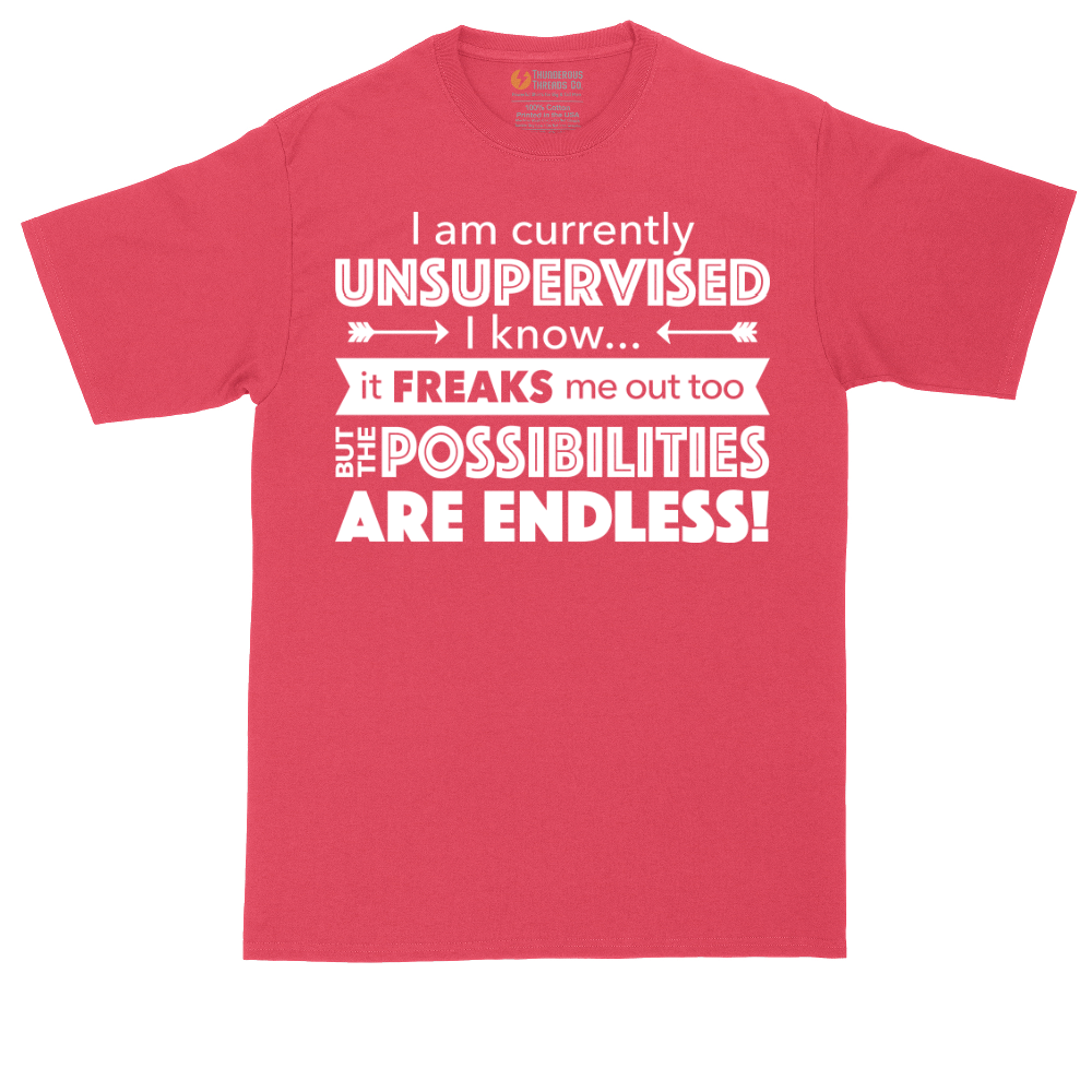 I'm Currently Unsupervised tall t-shirt for men in Heather Red