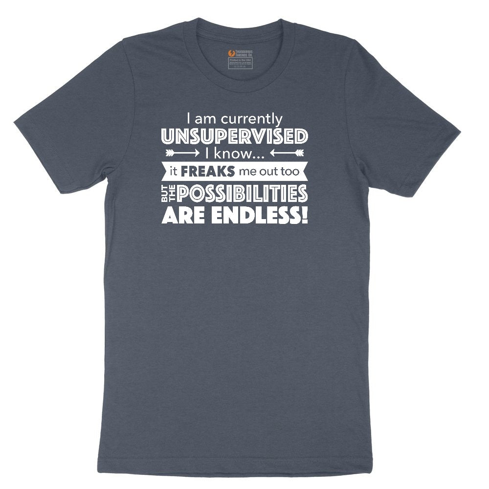 I'm Currently Unsupervised Toddler Short Sleeve Tee - Heather Navy