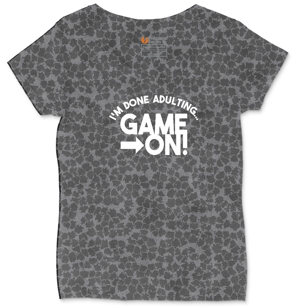 I'm Done Adulting Game On - Mens & Ladies T-Shirt Ladies Curvy Tee - Black Leopard