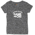 I'm Done Adulting Game On - Mens & Ladies T-Shirt Ladies Curvy Tee - Black Leopard