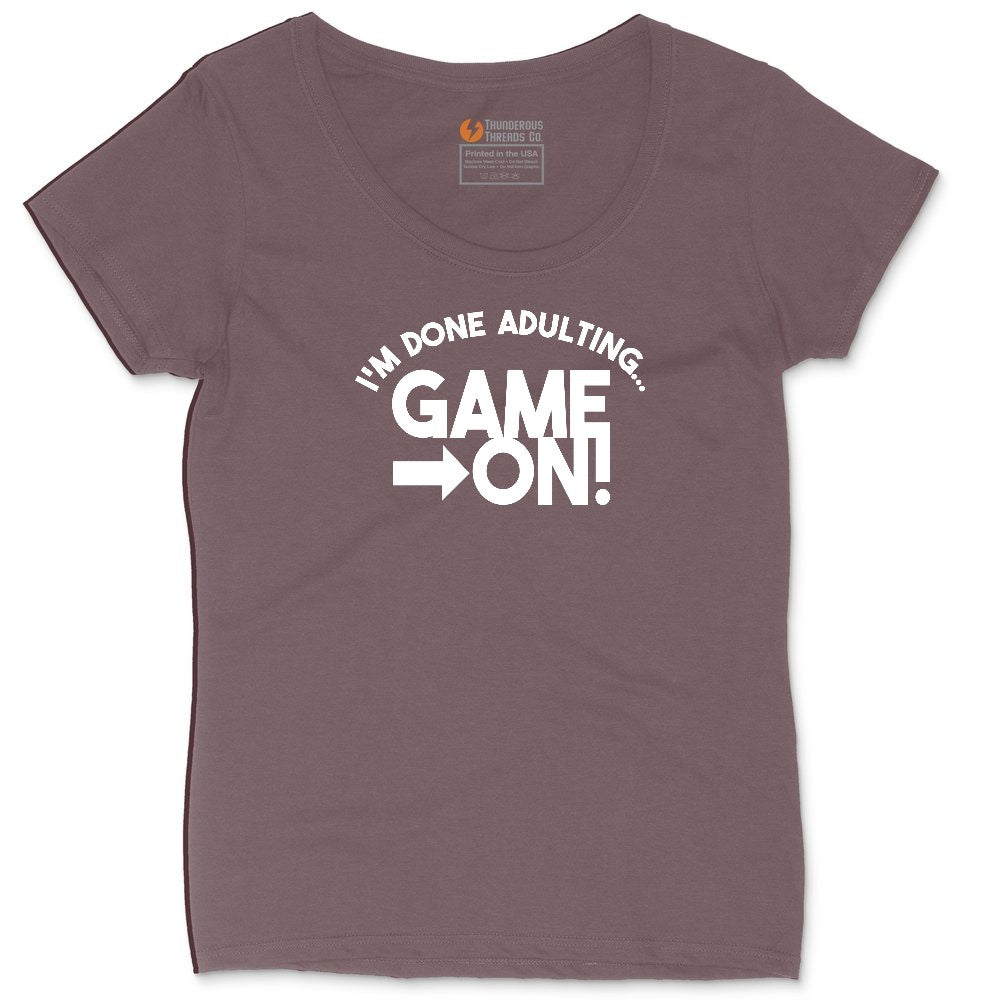 I'm Done Adulting Game On - Mens & Ladies T-Shirt Ladies Curvy Tee - Sangria Blackout
