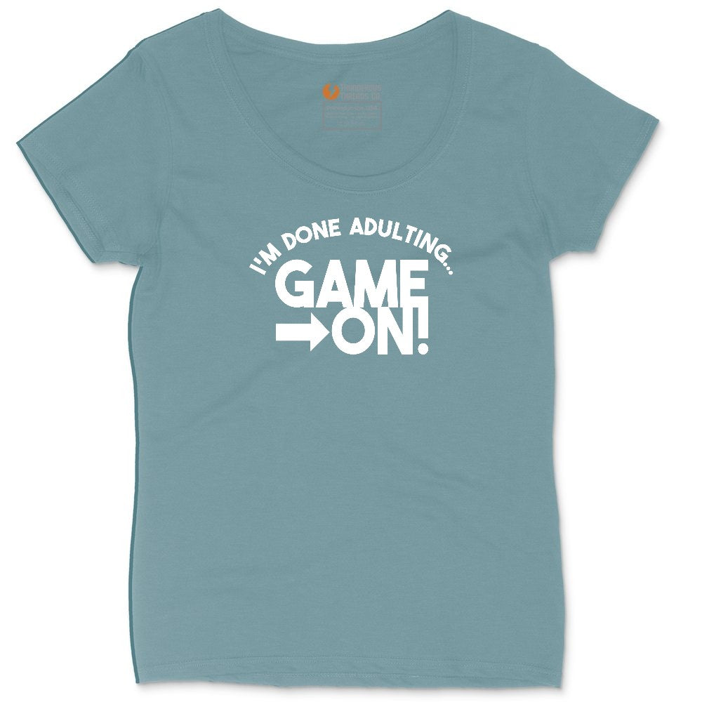 I'm Done Adulting Game On - Mens & Ladies T-Shirt Ladies Curvy Tee - Surf Blackout