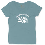 I'm Done Adulting Game On - Mens & Ladies T-Shirt Ladies Curvy Tee - Surf Blackout
