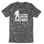 I'm Done Adulting Lets Go Find Bigfoot Ladies Short Sleeve Tee - Black Leopard