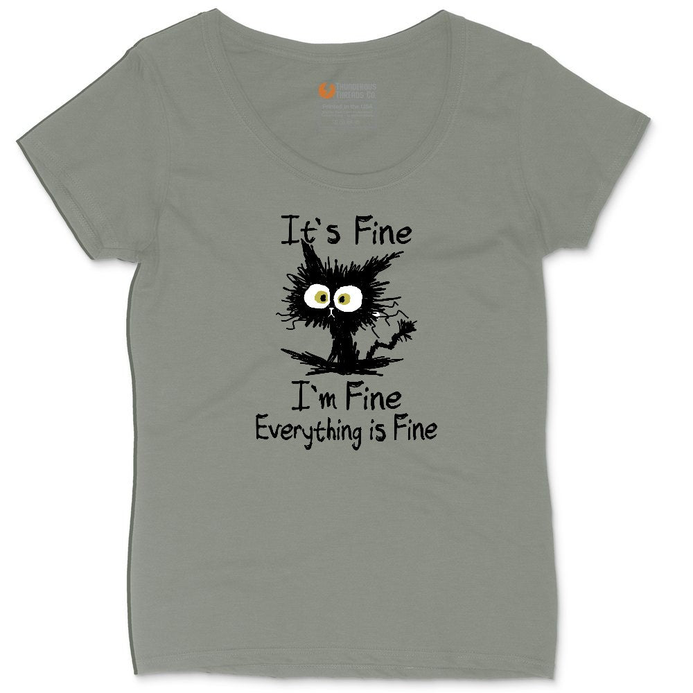 I'm Fine Its Fine Everything is Fine Ladies Curvy Tee - Bamboo Blackout