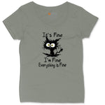 I'm Fine Its Fine Everything is Fine Ladies Curvy Tee - Bamboo Blackout