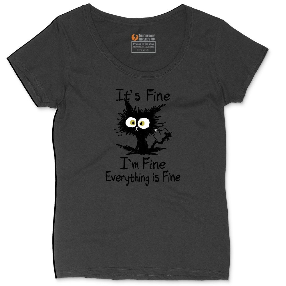 I'm Fine Its Fine Everything is Fine Ladies Curvy Tee - Black