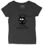 I'm Fine Its Fine Everything is Fine Ladies Curvy Tee - Black