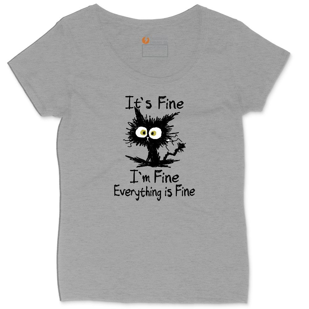 I'm Fine Its Fine Everything is Fine Ladies Curvy Tee - Granite Heather