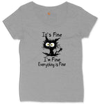 I'm Fine Its Fine Everything is Fine Ladies Curvy Tee - Granite Heather