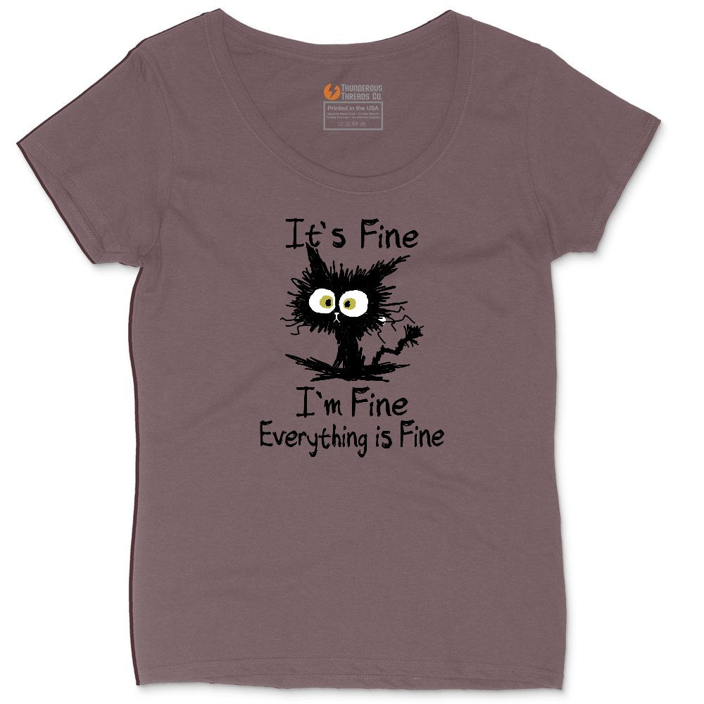 I'm Fine Its Fine Everything is Fine Ladies Curvy Tee - Sangria Blackout