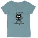 I'm Fine Its Fine Everything is Fine Ladies Curvy Tee - Surf Blackout