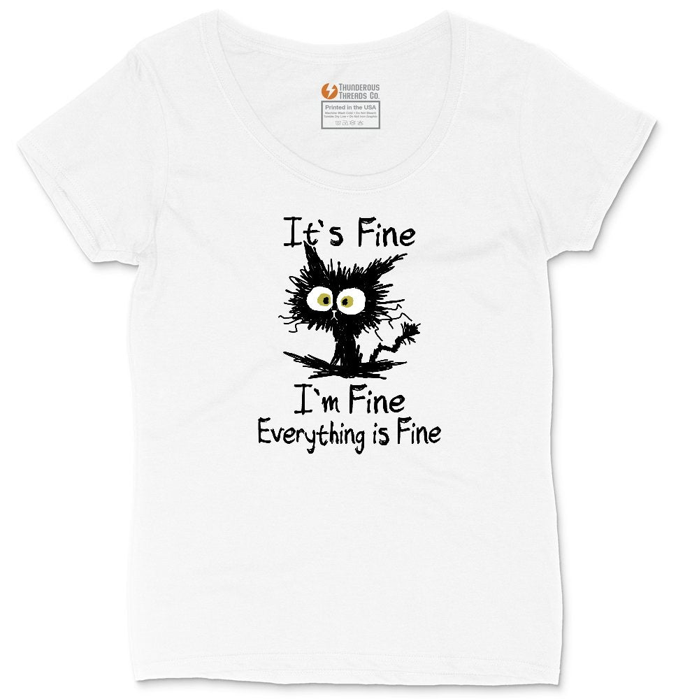 I'm Fine Its Fine Everything is Fine Ladies Curvy Tee - White