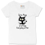 I'm Fine Its Fine Everything is Fine Ladies Curvy Tee - White