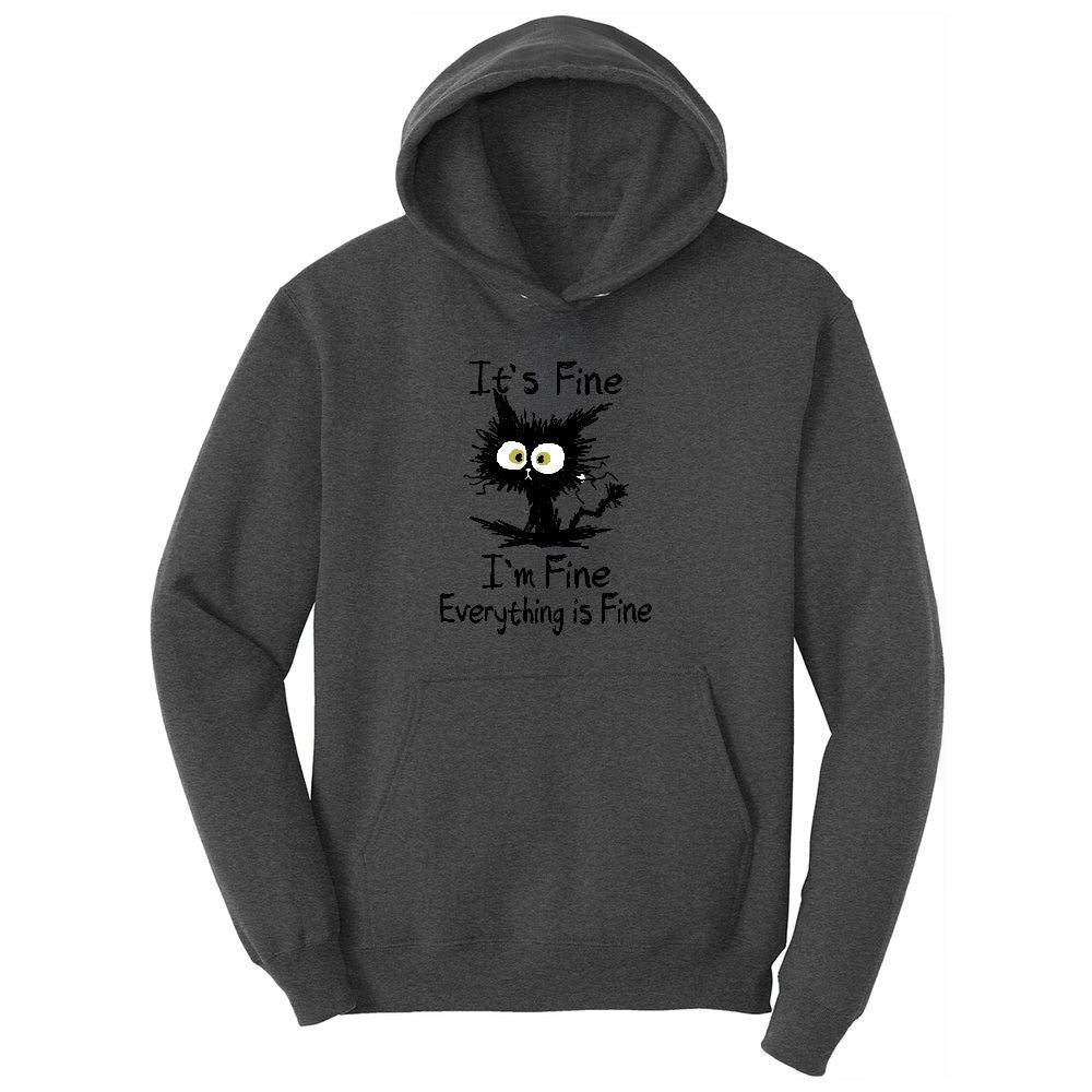 I'm Fine Its Fine Everything is Fine Ladies Hoodie - Dark Heather Grey