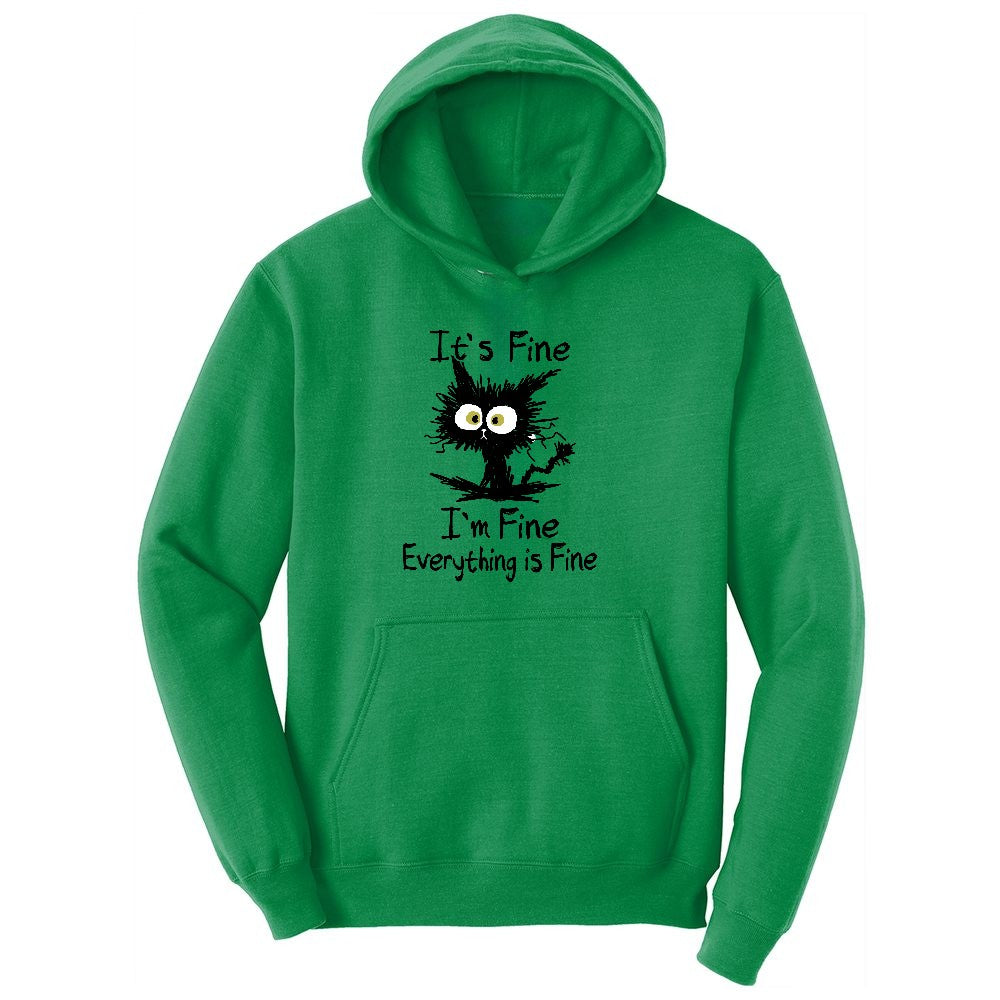 I'm Fine Its Fine Everything is Fine Ladies Hoodie - Kelly Green