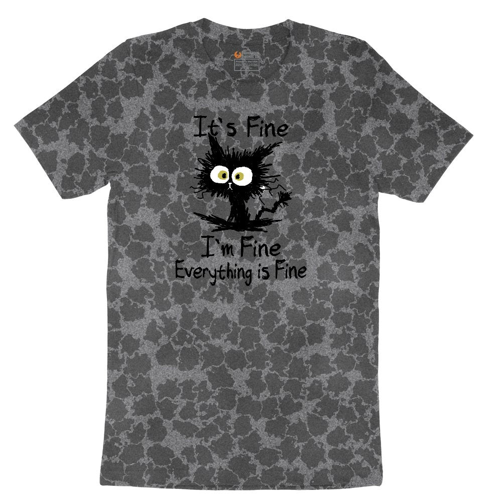 I'm Fine Its Fine Everything is Fine Ladies Short Sleeve Tee - Black Leopard