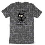 I'm Fine Its Fine Everything is Fine Ladies Short Sleeve Tee - Black Leopard