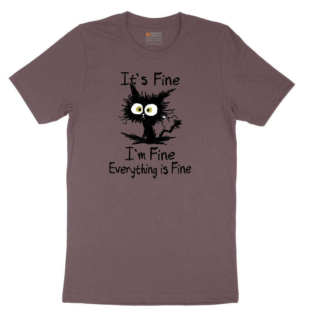 I'm Fine Its Fine Everything is Fine Ladies Short Sleeve Tee - Sangria Blackout