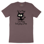 I'm Fine Its Fine Everything is Fine Ladies Short Sleeve Tee - Sangria Blackout