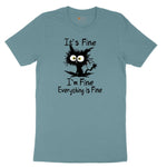 I'm Fine Its Fine Everything is Fine Ladies Short Sleeve Tee - Surf Blackout